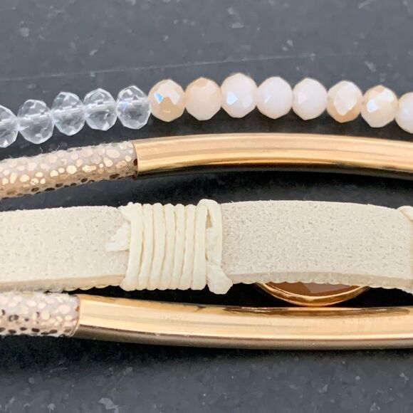 Desert Dawn Cuff Bracelet - Vegan Leather with Crystal Accents & Magnetic Clasp - Picture 6 of 7